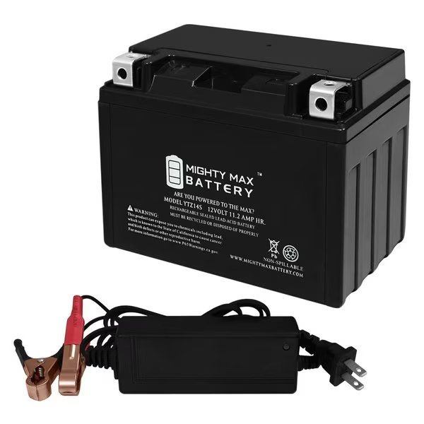 YTZ14S Battery Replaces Honda 750 RS Shadow 10-18 With 12V 2Amp Charger, Mighty Max Battery, Mfr#: MAX3903588